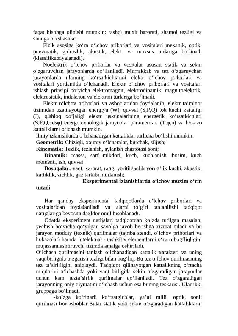 O‘LCHASH TEXNIKALARINI O‘RGANISH 2