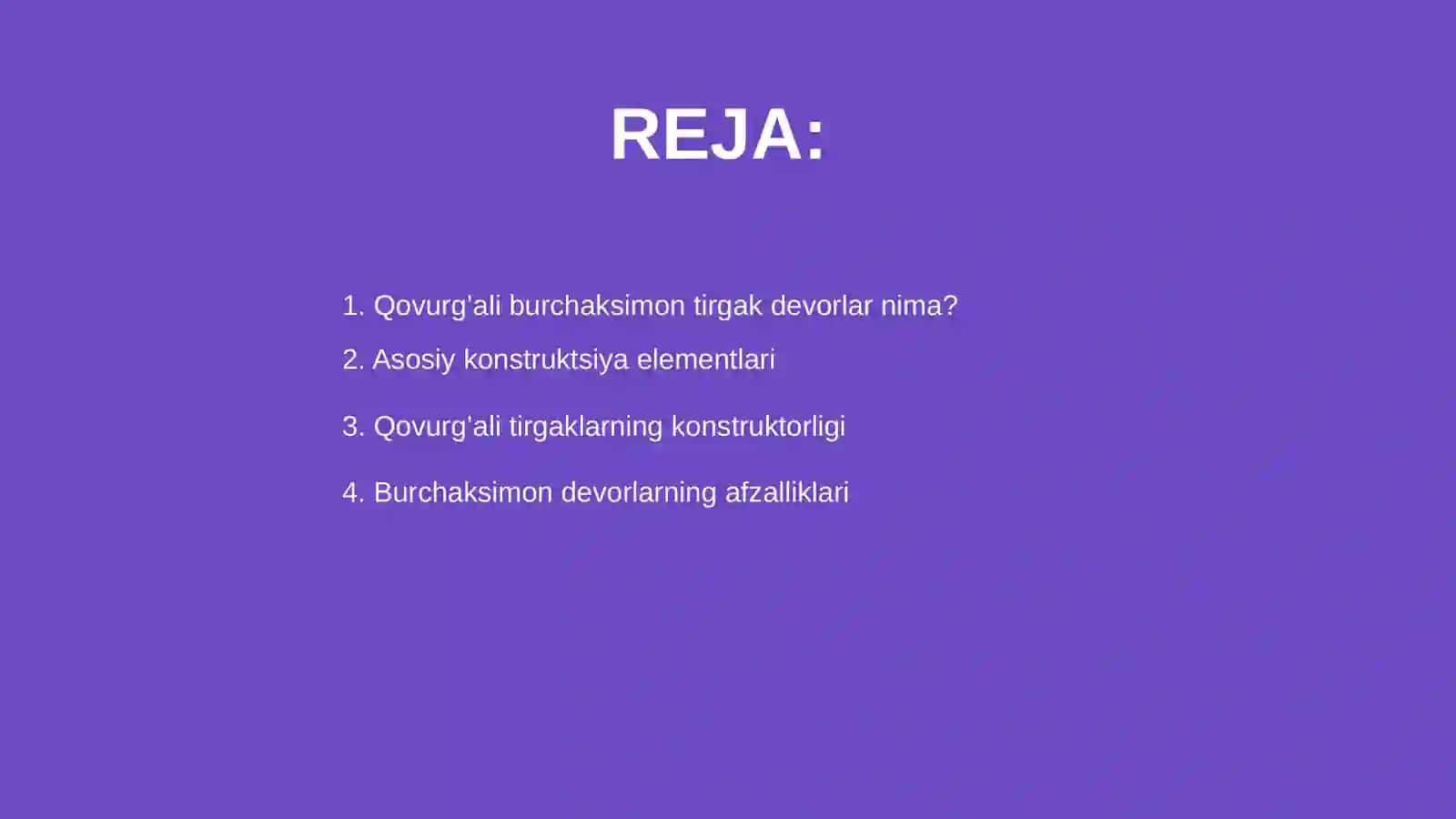 Qovurg’ali burchaksimon tirgak devorlar 2
