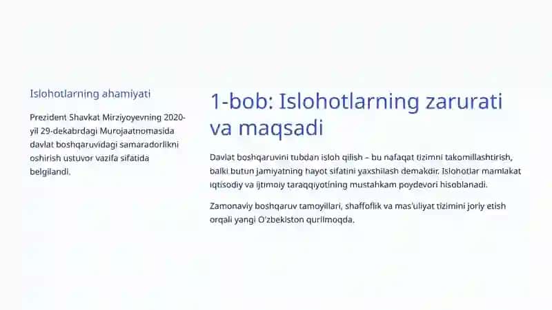 Davlat boshqaruvida islohotlar 2