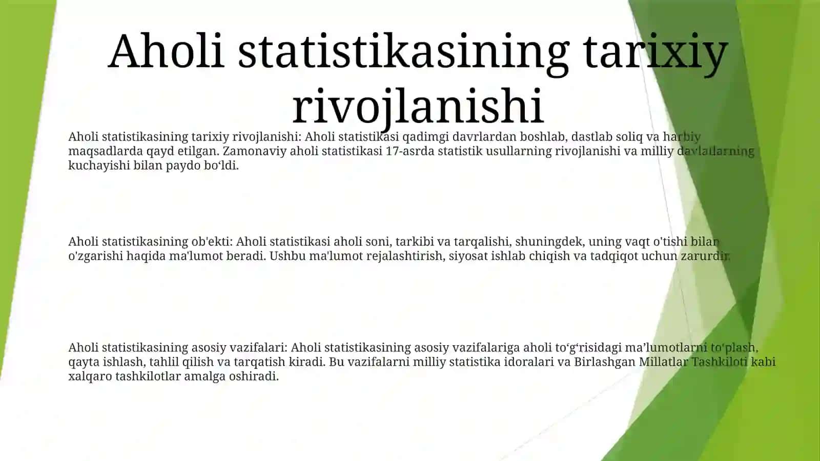 Aholi Statistikasining Paydo Bo Lish Tarixi 2
