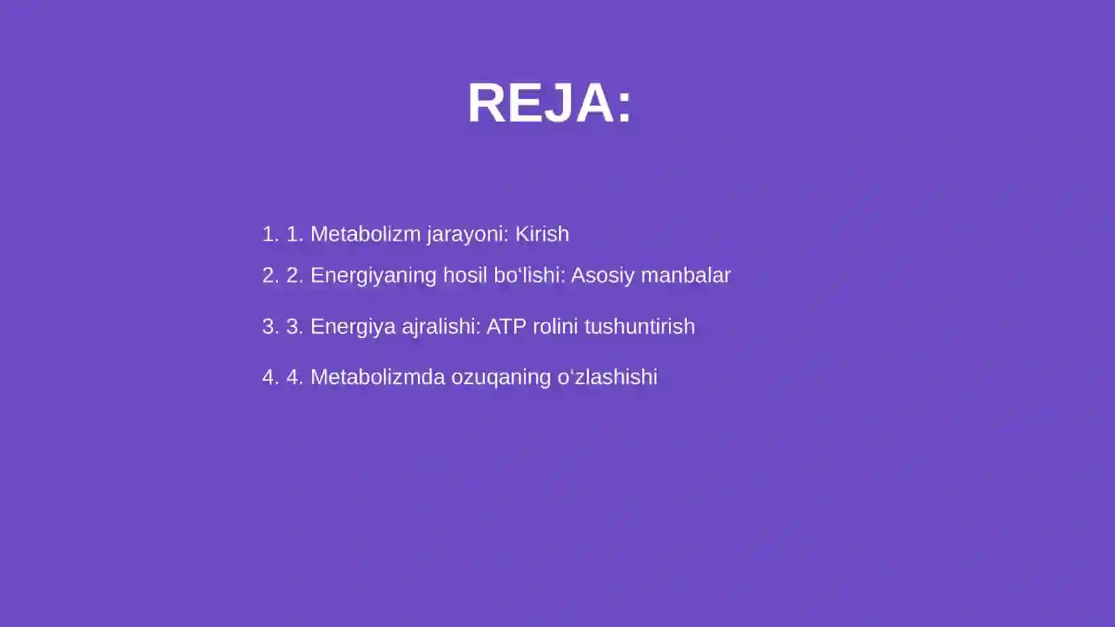 Metabolizm jarayoni 2