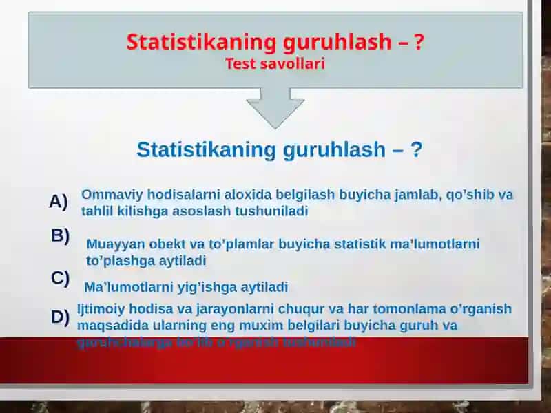 Statistik jamlash va guruhlash 2