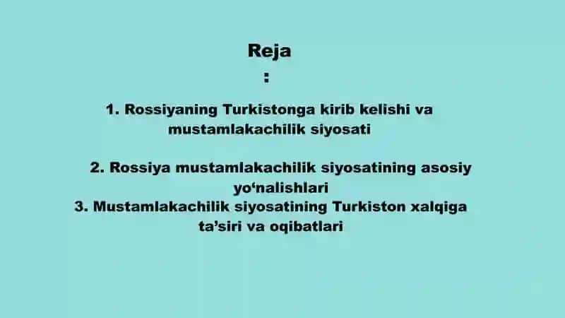 Mustamlakachilik siyosati va uning oqibatlari 2