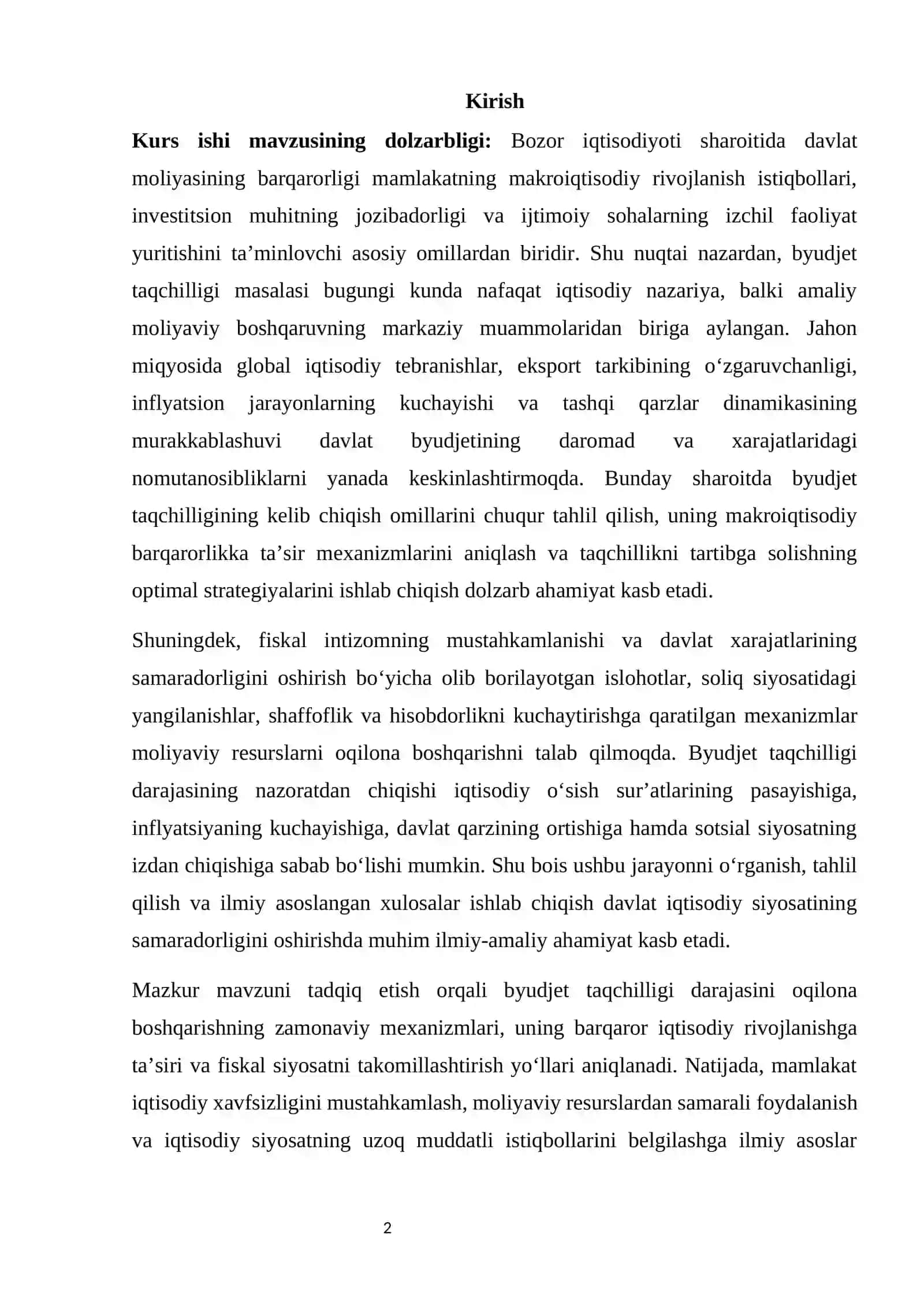 Kurs ishi mavzusining dolzarbligi 2