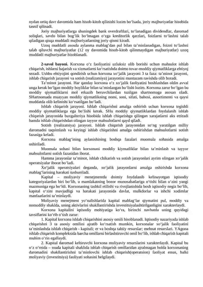 KAPITALNI VA MOLIYAVIY TA’MINOT JARAYONINI BOSHQARISH 2