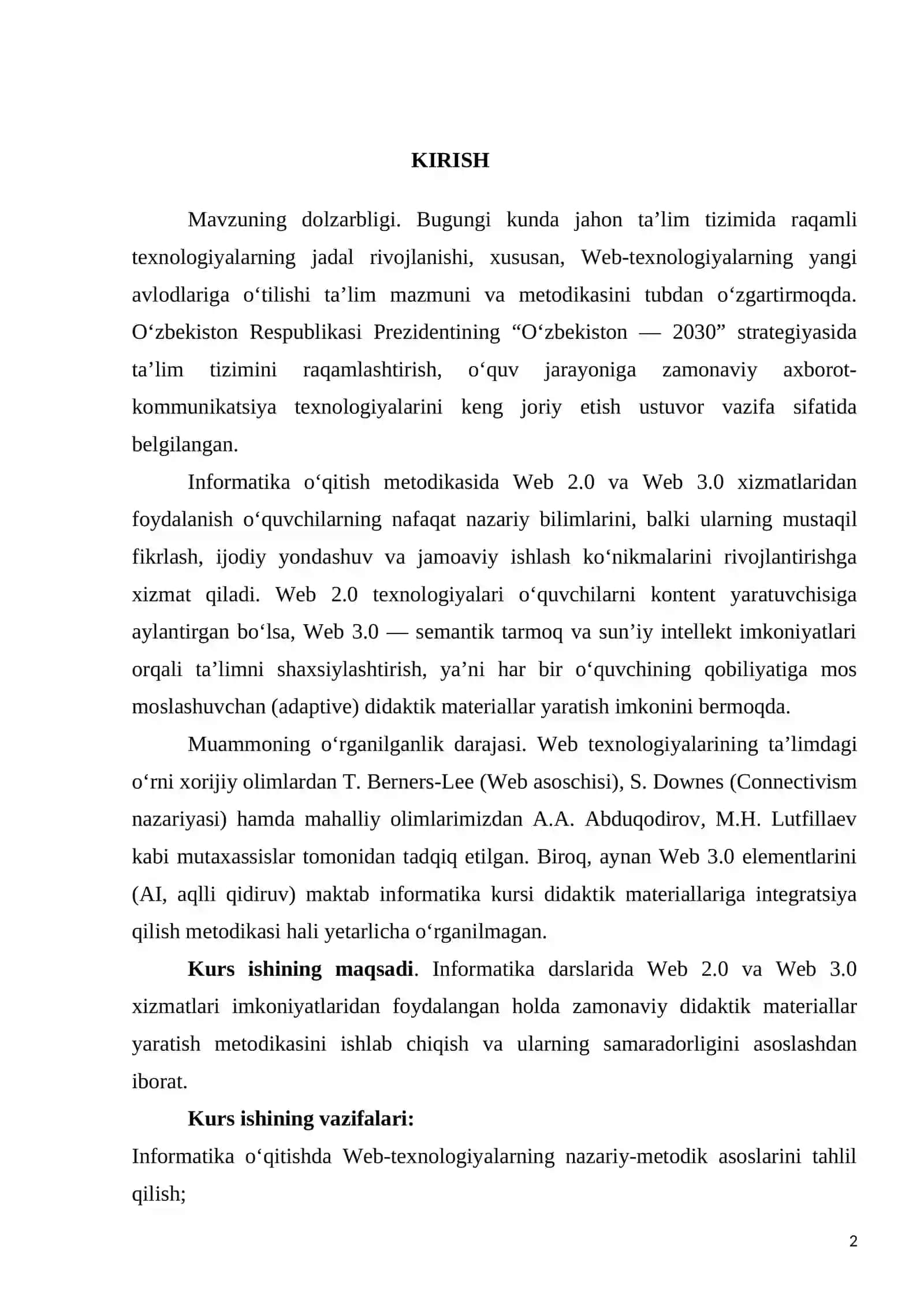 WEB TEXNOLOGIYALARINING NAZARIY ASOSLARI 2