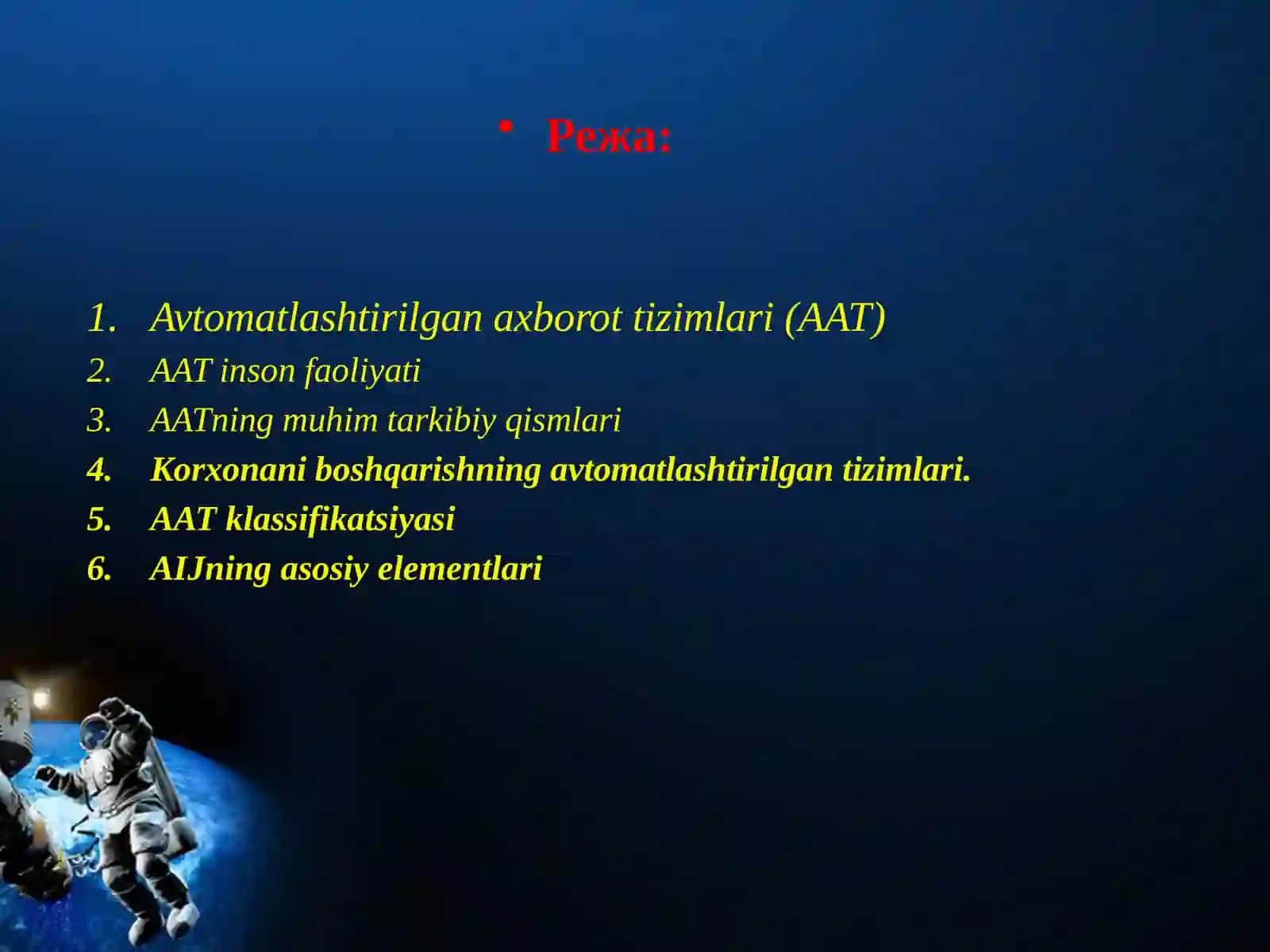 Avtomatlashtirilgan axborot tizimlari (AAT) 2