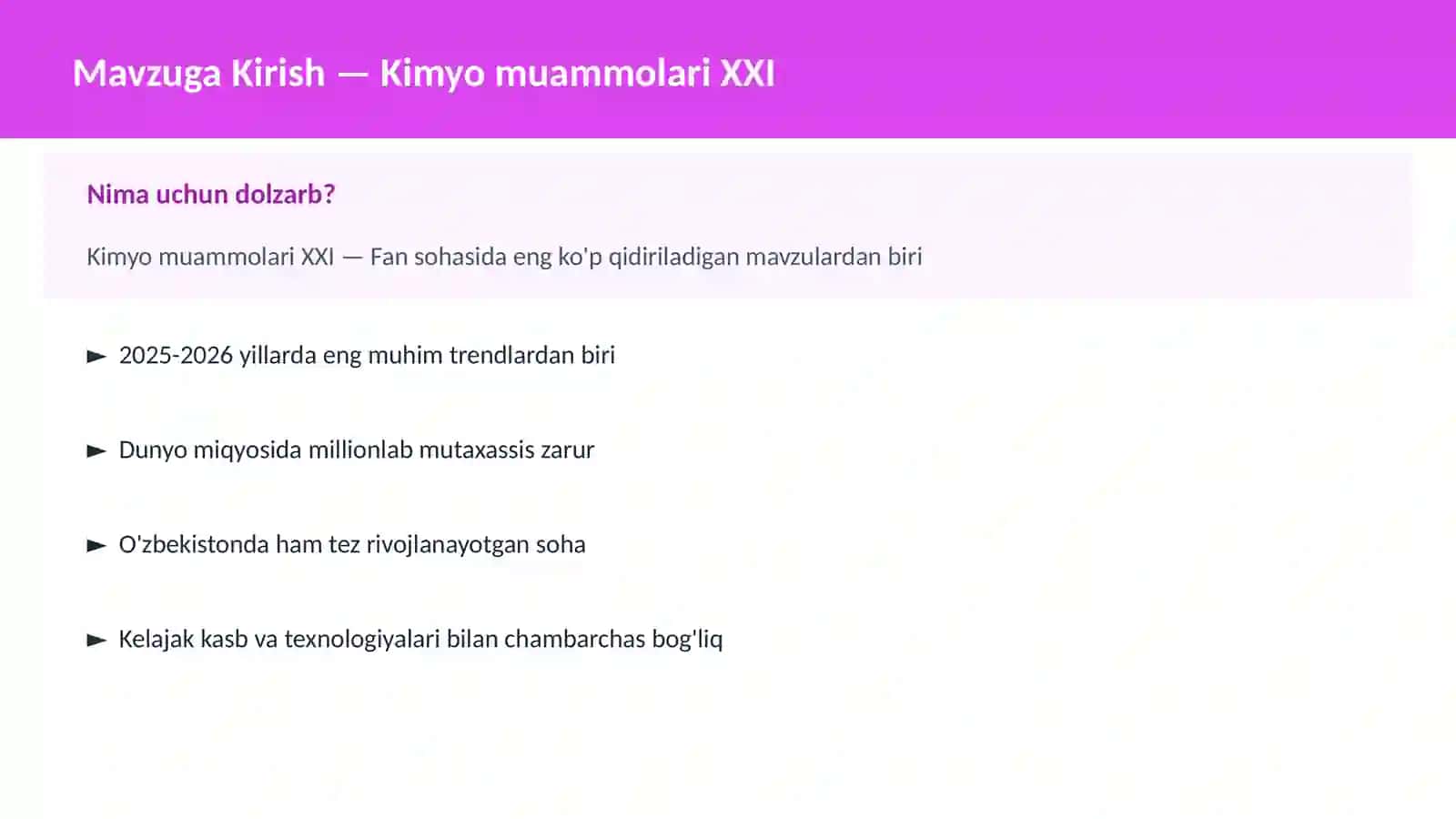 Kimyo muammolari XXI 2
