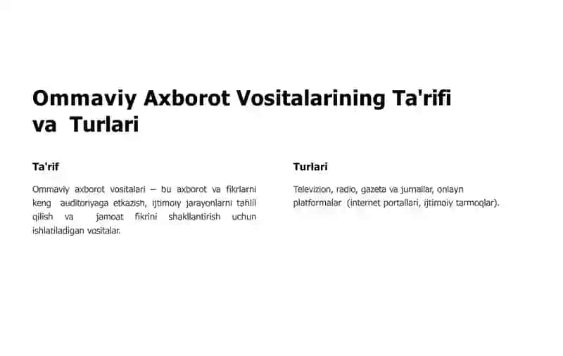 Ommaviy Axborot Vositalari 2