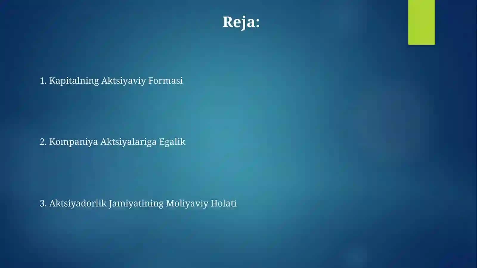 Kompaniya ulushi mulki va ulushli kapital 2