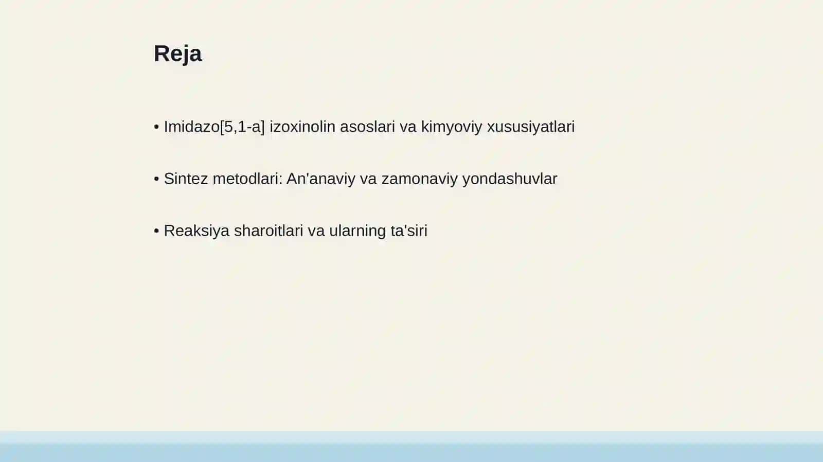 Imidazo[5,1-a] izoxinolin sintez sharoitlarini o'rganish 2