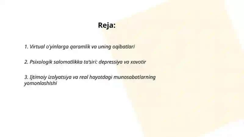 Virtual o'yinlarning asoratlari 2