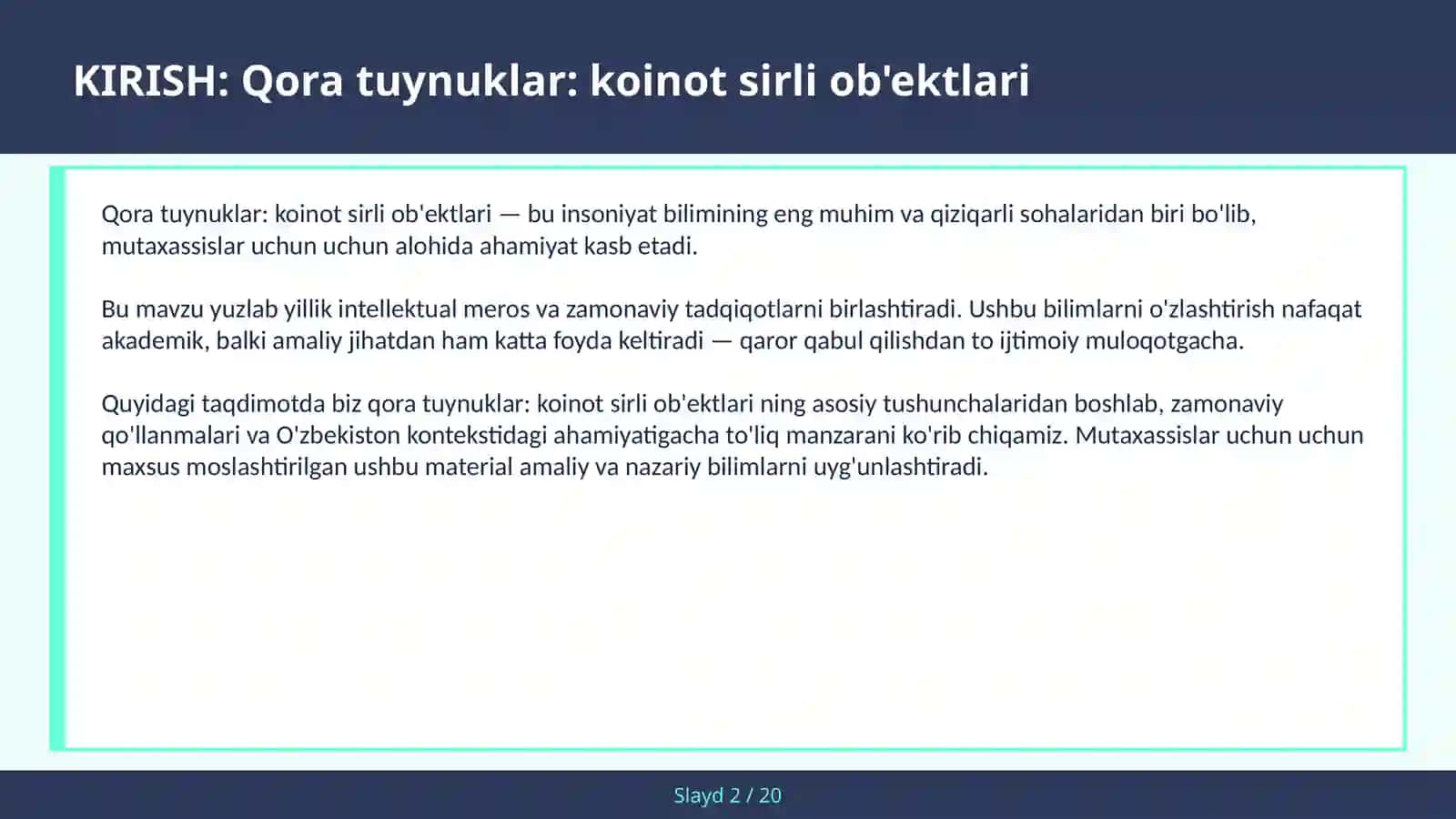 Qora tuynuklar: koinot sirli ob'ektlari 2