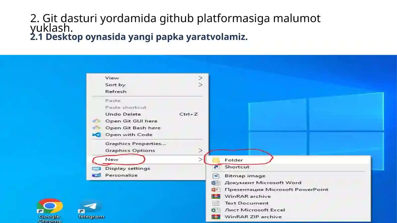 Git dasturiy ordamidagi GitHub platformasiga ma'lumot yuklash 2