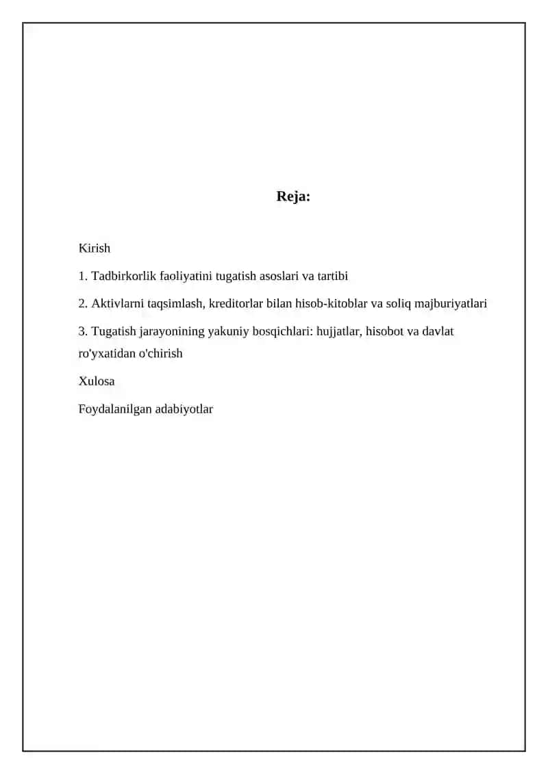 Tadbirkorlik faoliyatini tugatish 2
