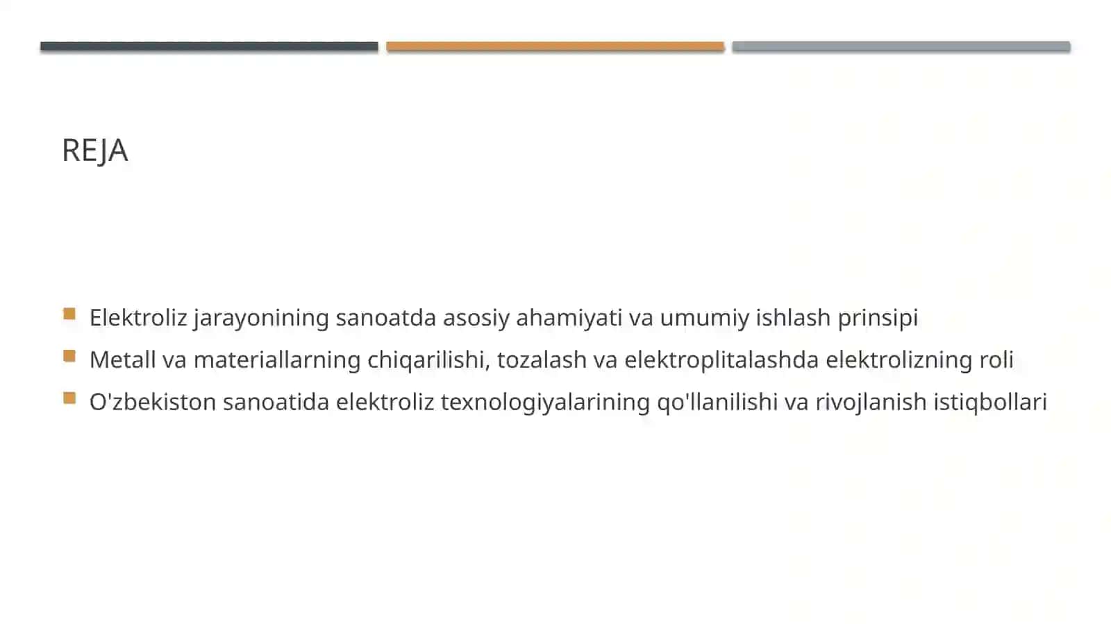 Elektroliz jarayonining sanoatdagi qo'llanilishi 2