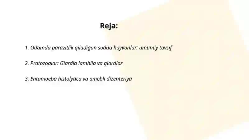 Odamda parazitlik qiladigan sodda hayvonlar 2