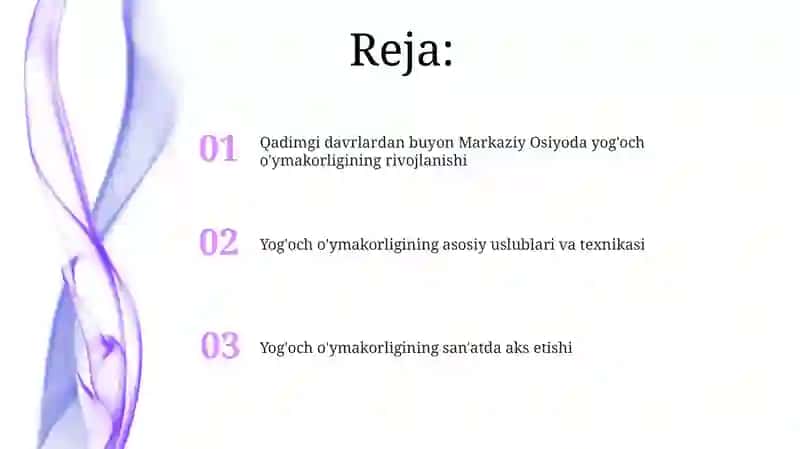 Yog'och o'ymakorligi rivojlanishi 2