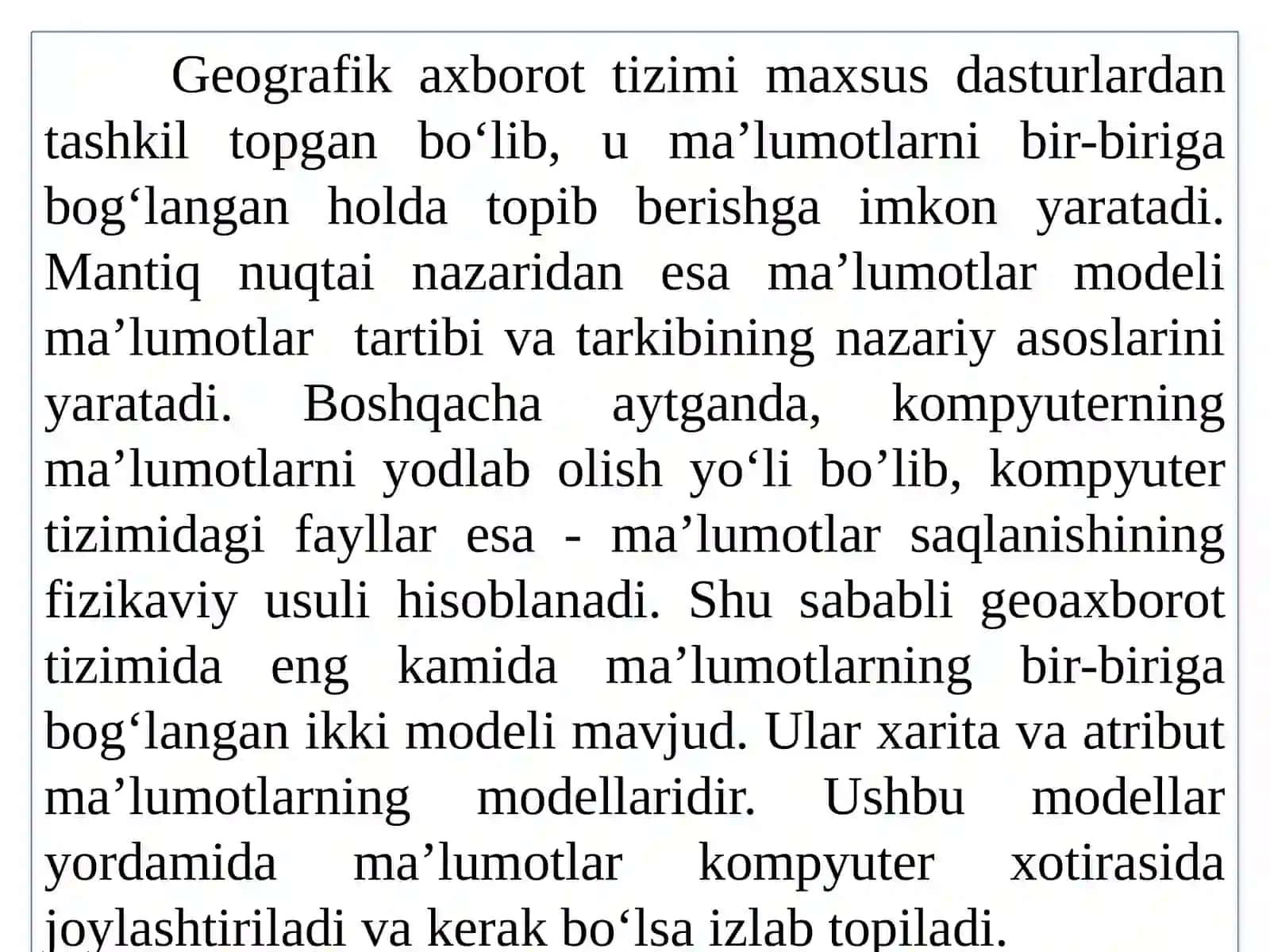 GEOGRAFIK AXBOROT TIZIMLARI 2