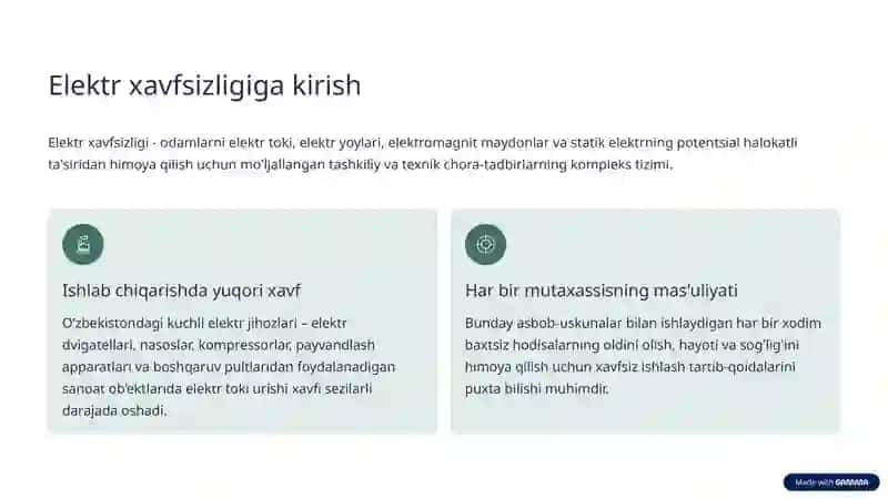 Elektr xavfsizligi bo'yicha ma'ruza 2