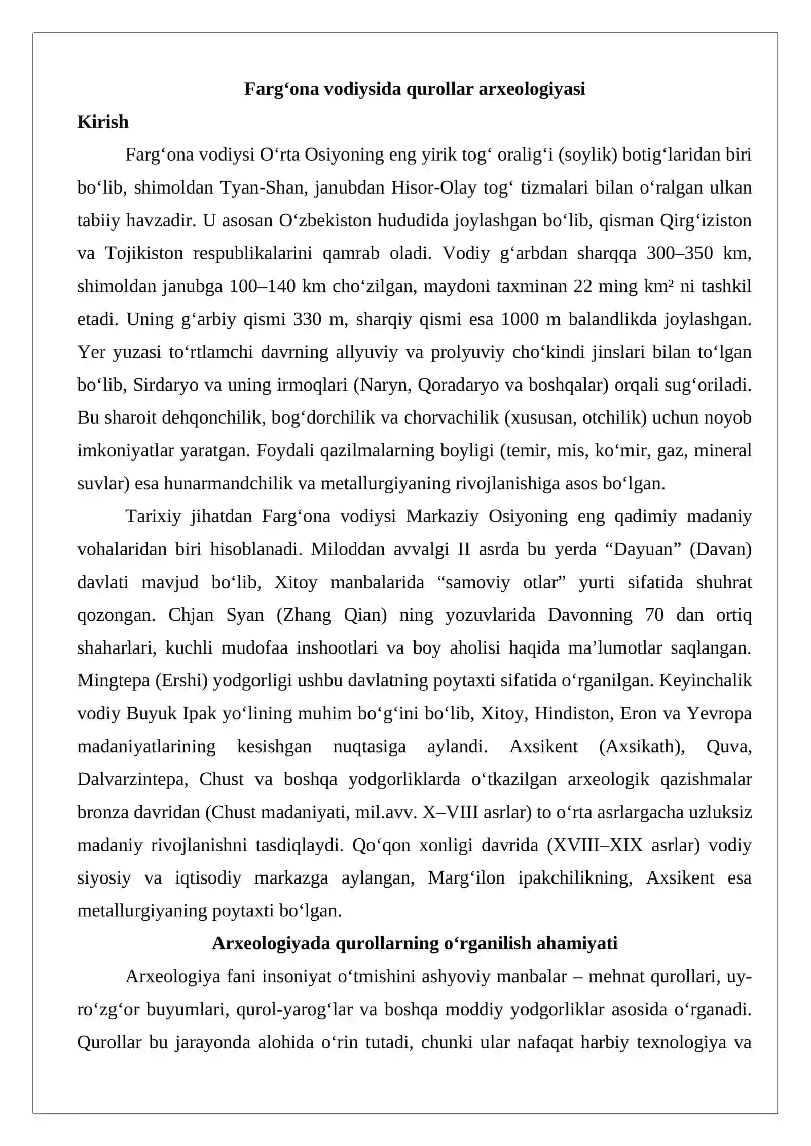 Farg'ona vodiysida qurollar arxeologiyasi 2