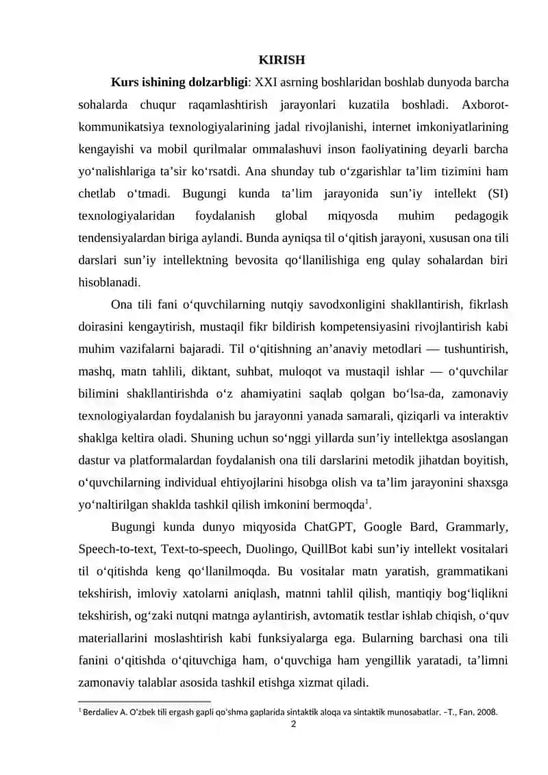 Ona tili darslarida sun’iy intellekt imkoniyatlari 2