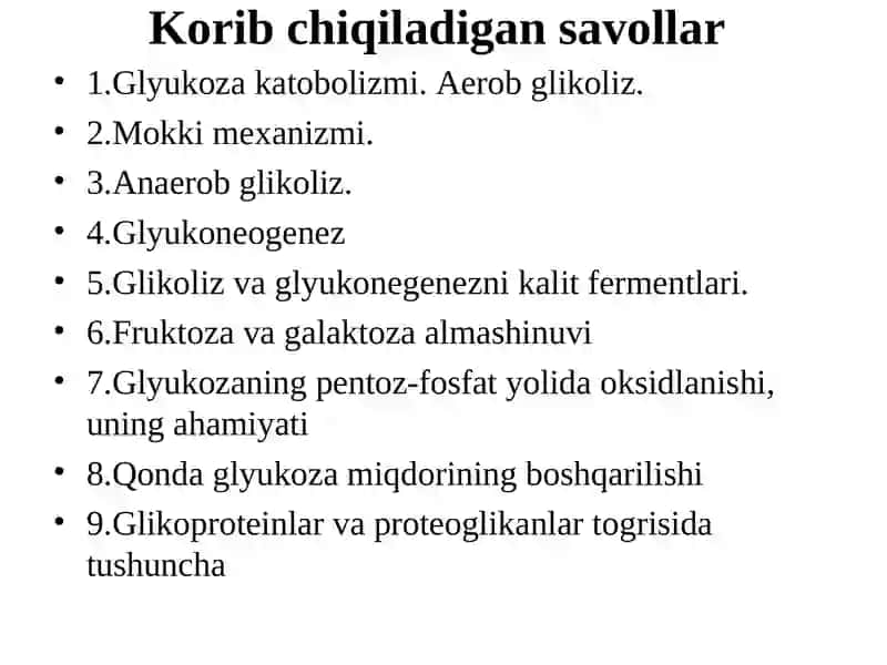 Glyukoza metobilizmi va qonda glyukoza miqdorining boshqarilishi 2