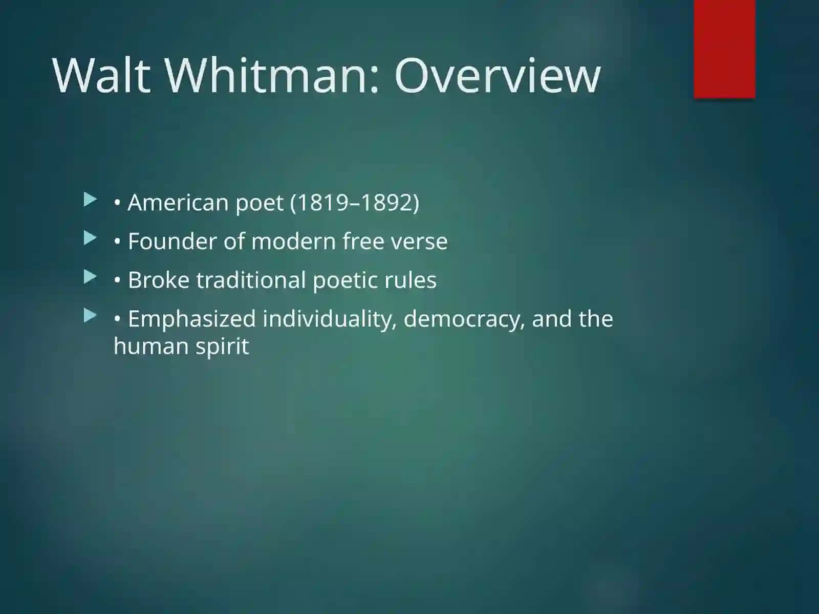 Walt Whitman: Revolution in Poetry 2
