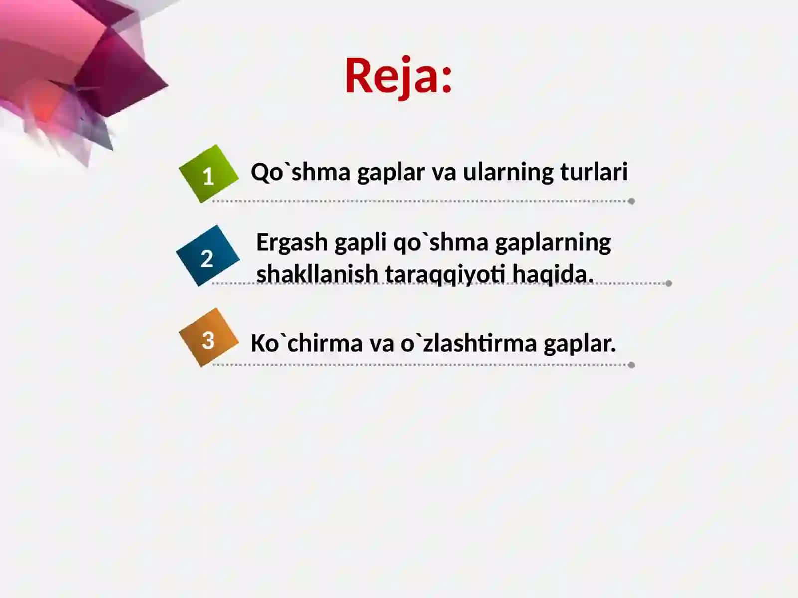 9-mavzu:Gapturlari.Soddagaplar.Qo`shmagaplar.Murakkablashganqo`shmagaplar 2