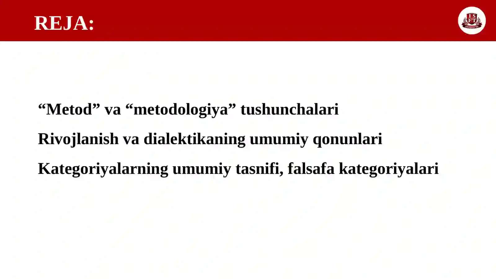 FALSAFANING METOD, QONUN VA KATEGORIYALARI 2
