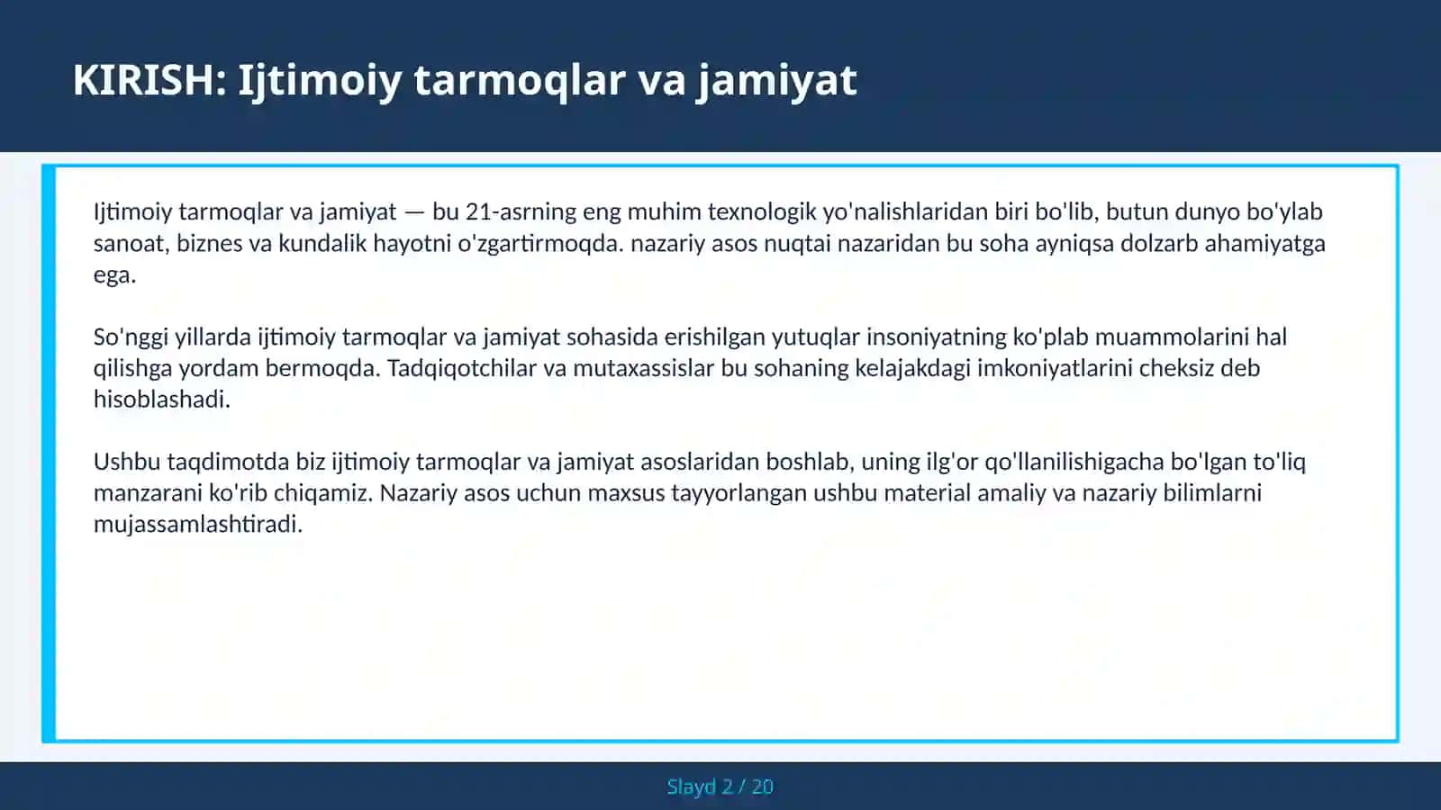 Ijtimoiy tarmoqlar va jamiyat 2