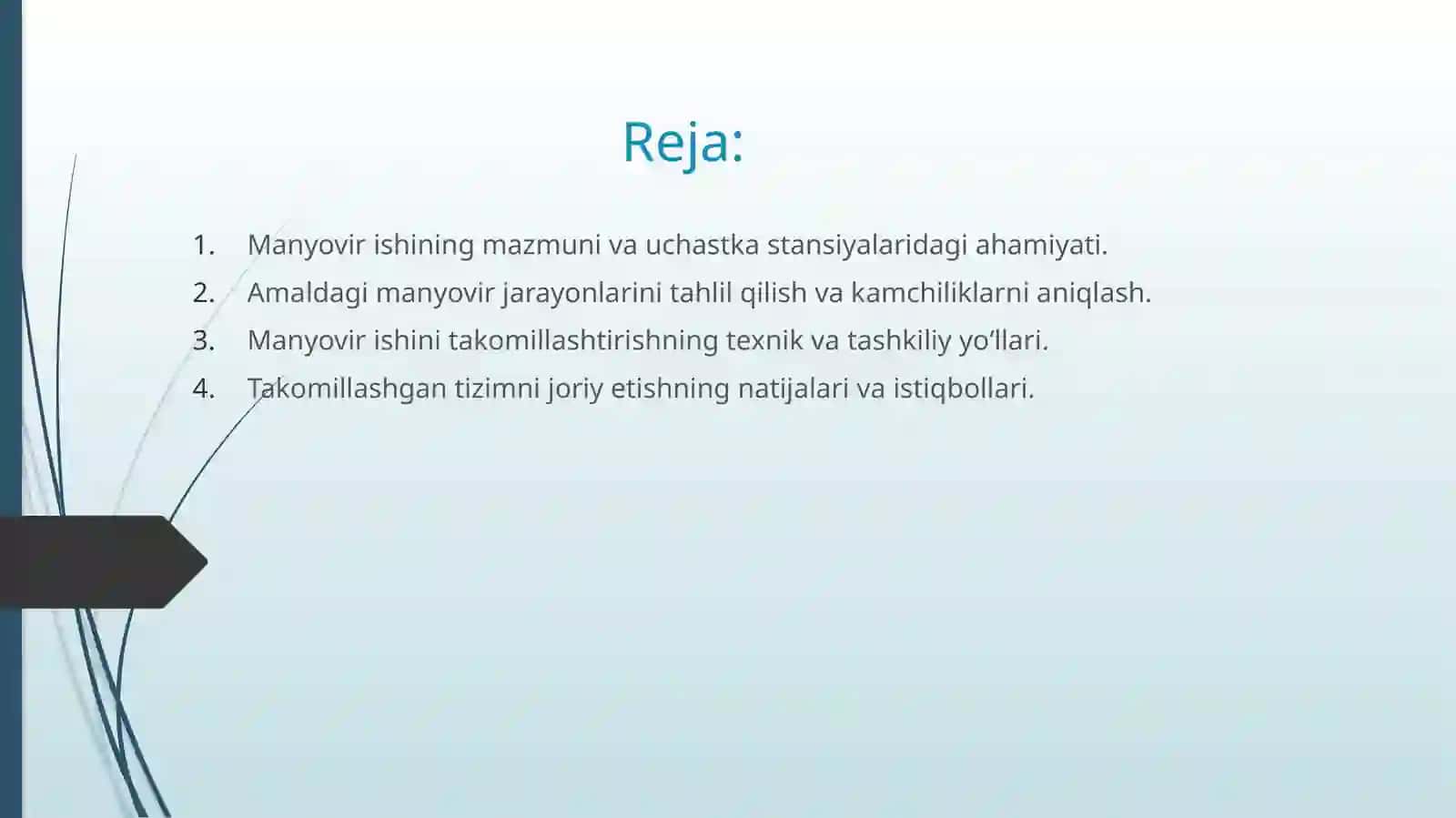 Uchastka stansiyalari da manyovirishni takomillashtirish 2