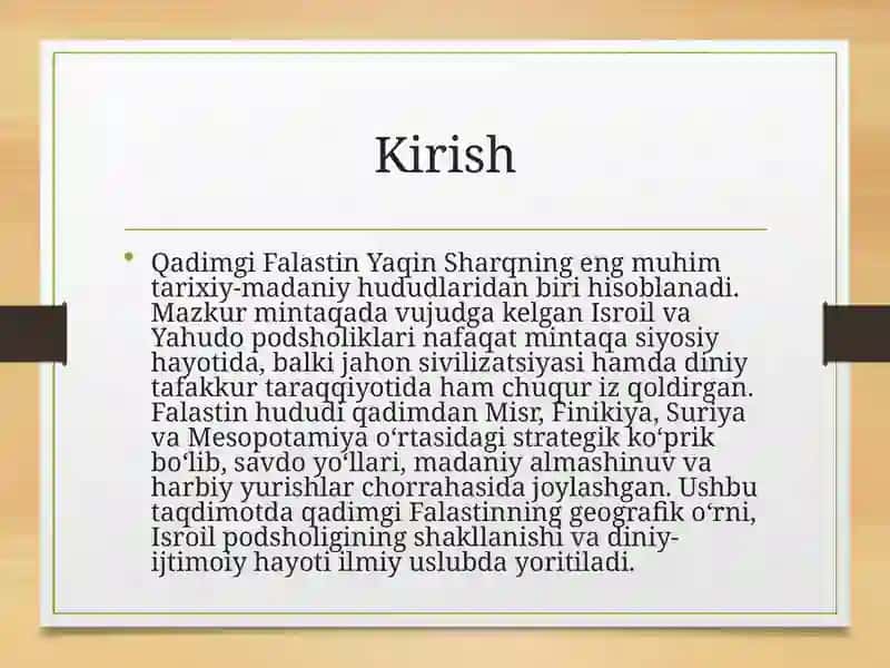Qadimgi Falastin va Isroil podsholigi 2