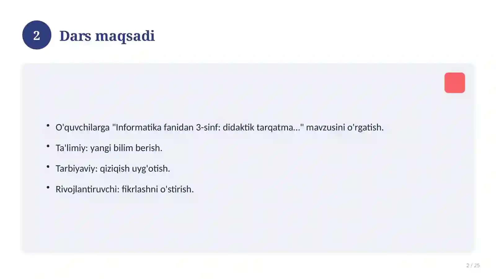 Informatika fanidan 3-sinf: didaktik tarqatma materiallar 2