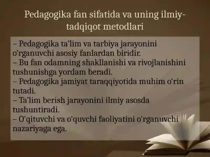Pedagogika fan sifatida va uning ilmiy-tadqiqot metodlari 2