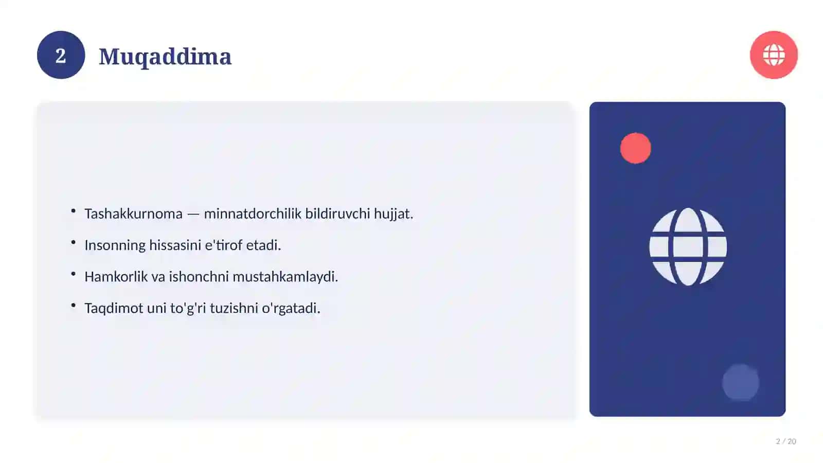 Tashakkurnoma (umumiy namuna) 2