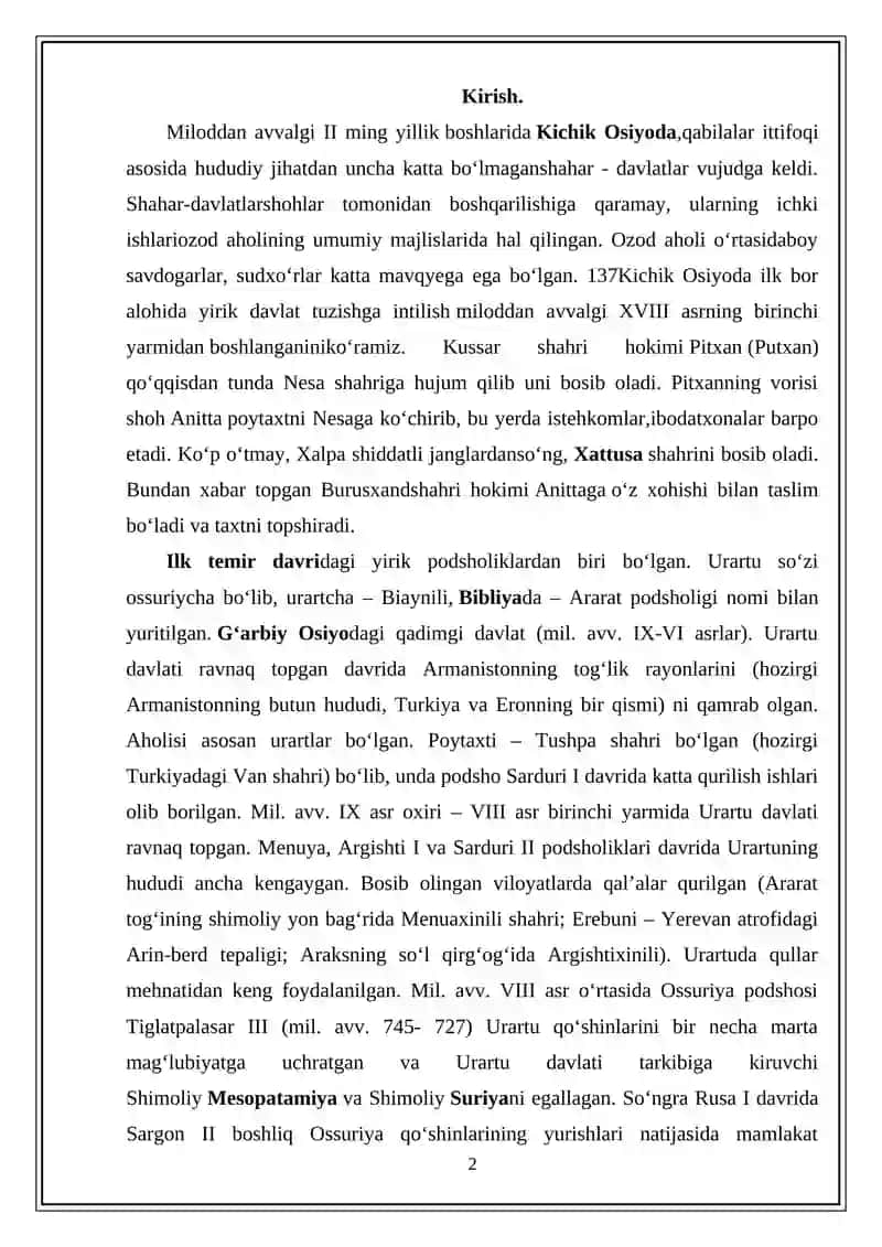 QADIMGI XETT VA URARTU PODSHOLIGI 2