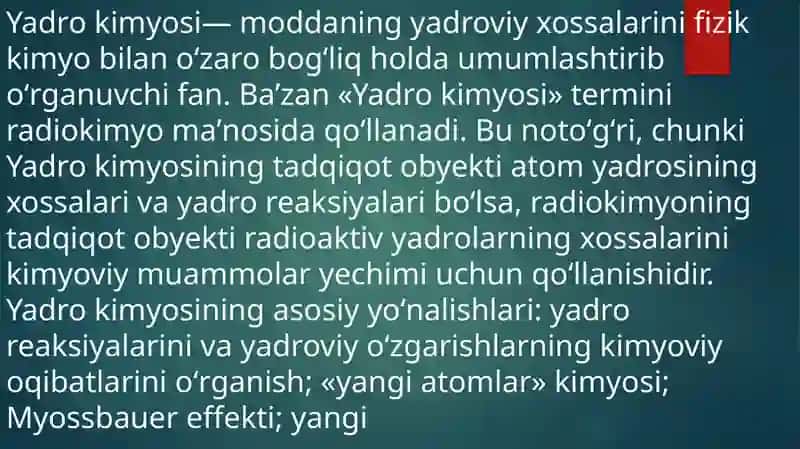 YADRO KIMYONING TIBBIYOTDAGIOʻRNI 2