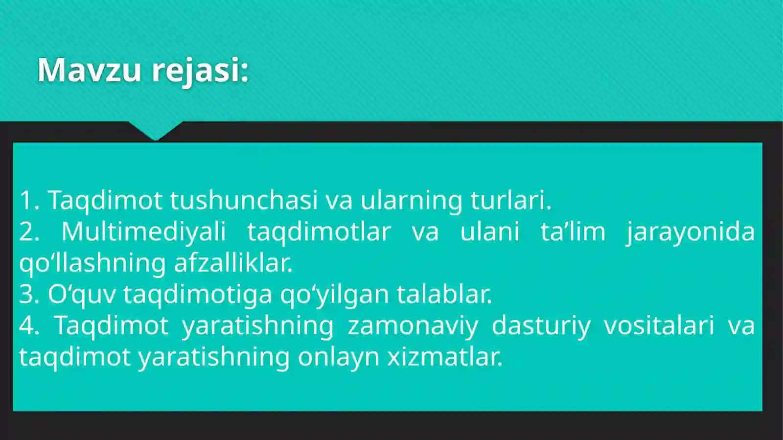 Taqdimotlar ishlab chiqishning zamonaviy dasturlari 2