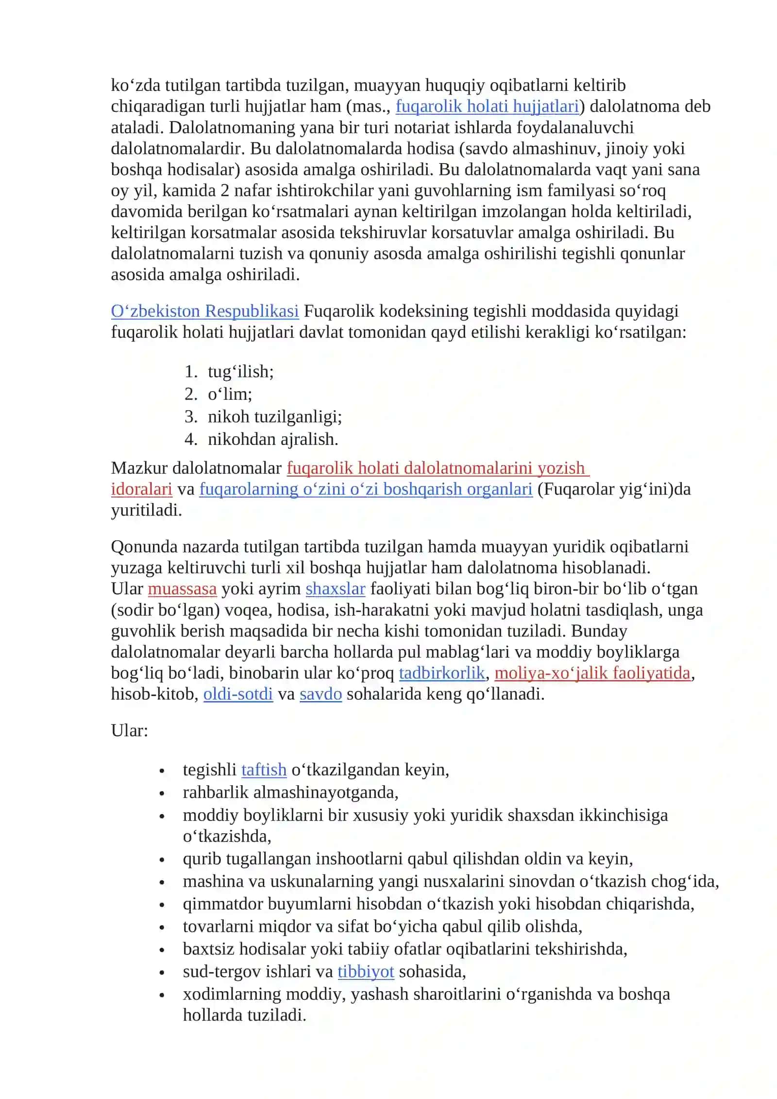 DALOLATNOMA MATNI USTIDA ISHLASH 2