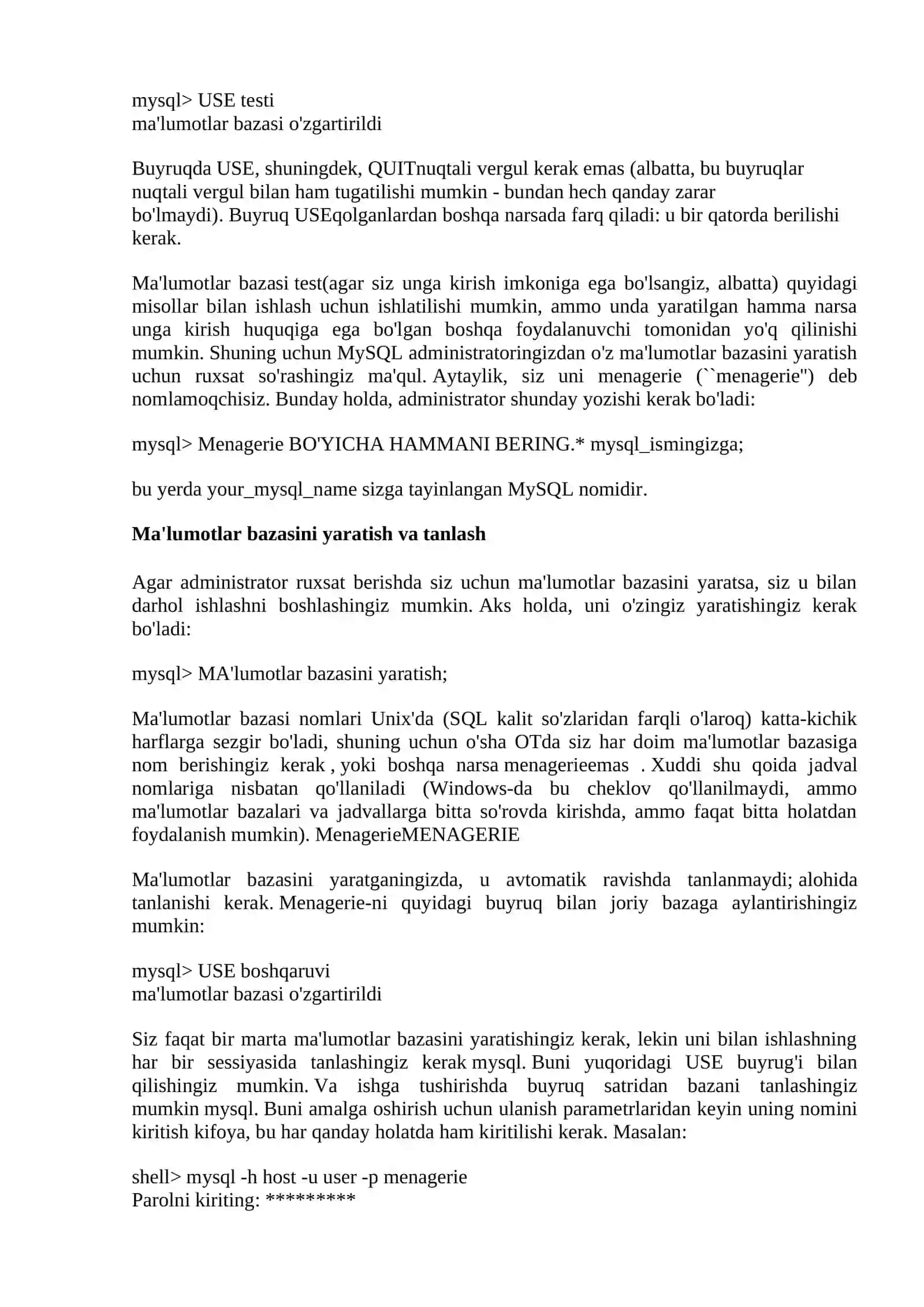 MySQL tashqi ma’lumotlar bazasi bilan ishlash 2