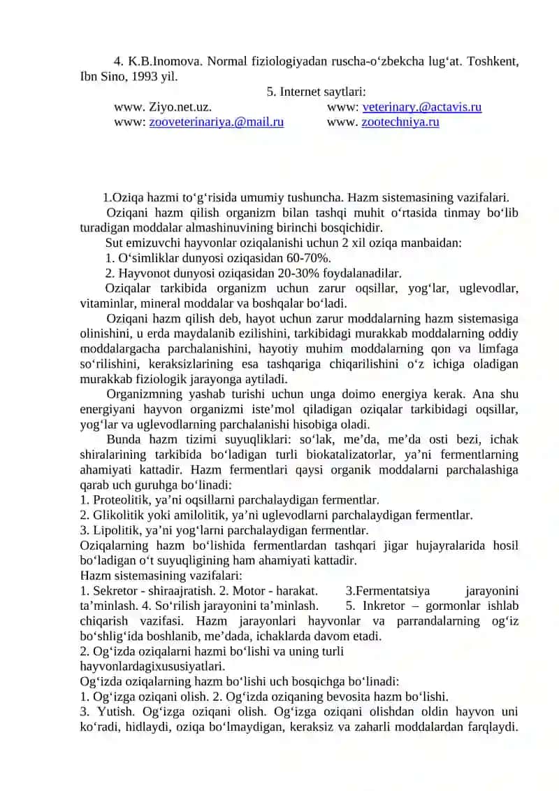 Og‘izda va me’dada ozuqalarninig hazm bo‘lishi 2