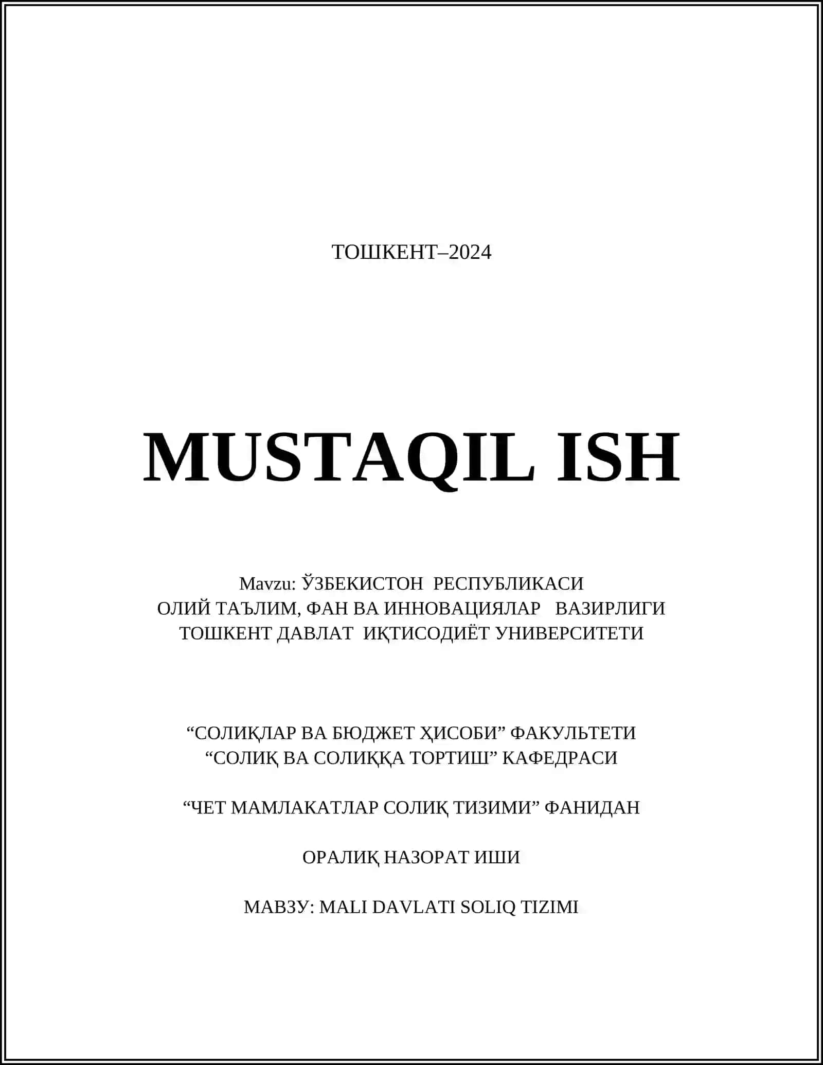 MALI DAVLATI SOLIQ TIZIMI 2