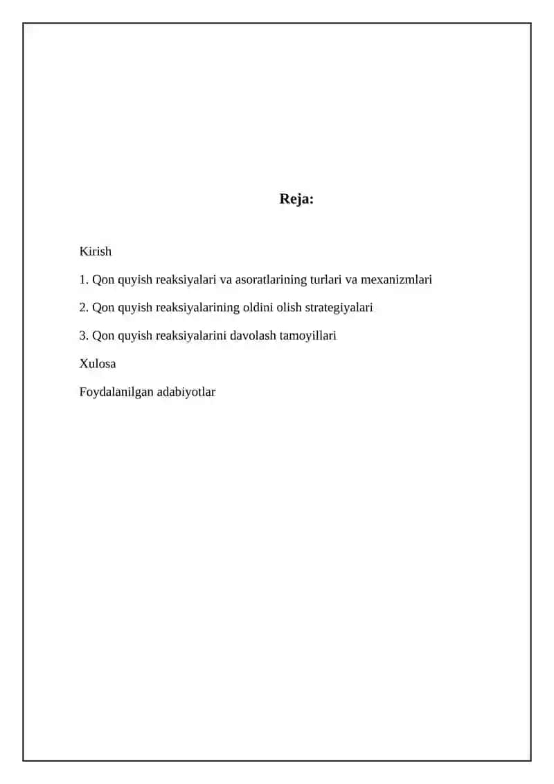 Qon Quyish Reaksiyalari va Asoratlari 2