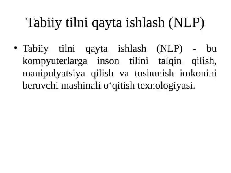 Tabiiy tilni qayta ishlash (NLP) 2