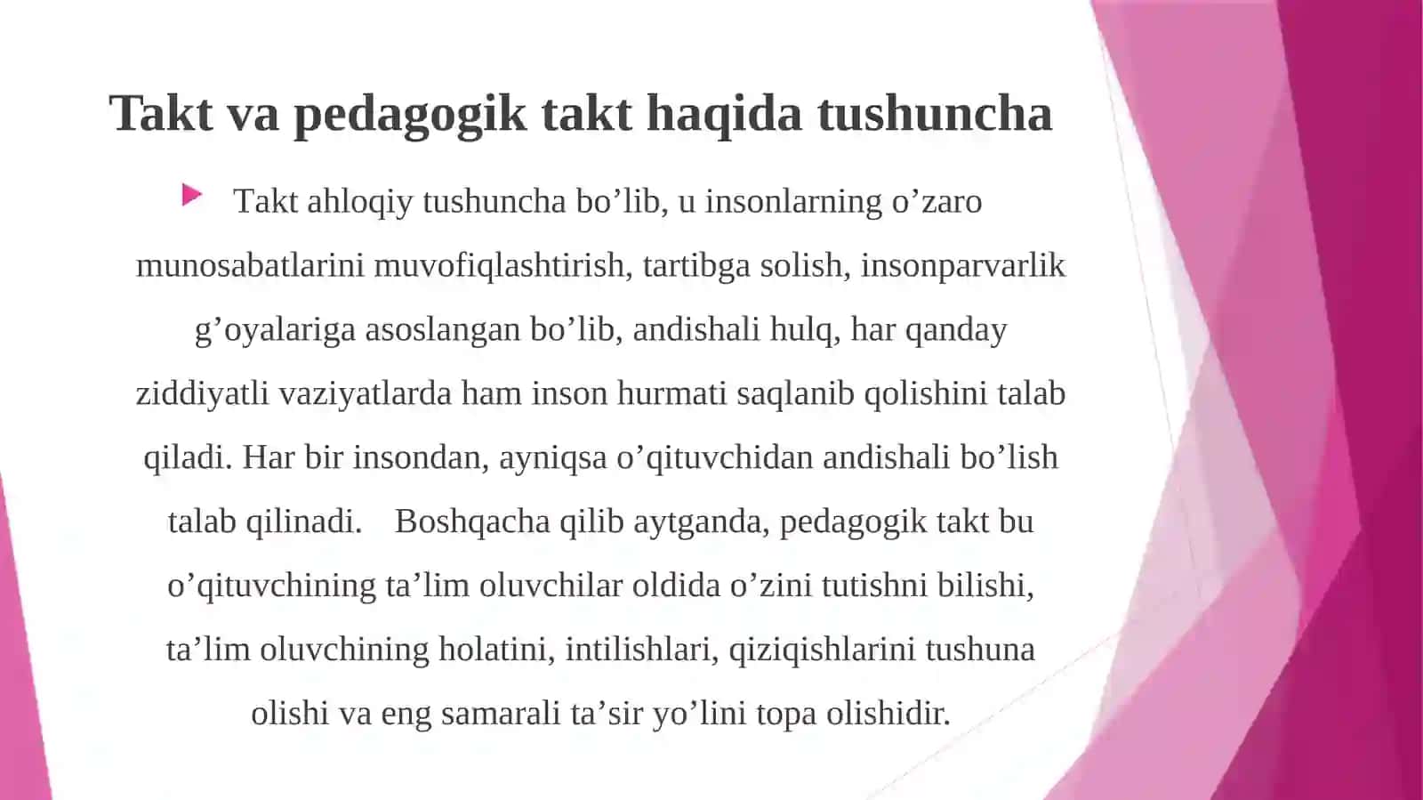 Takt va pedagogik takt haqida tushuncha 2