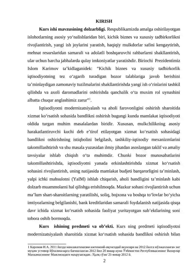 Kurs ishlar/Iqtisodiyot 2