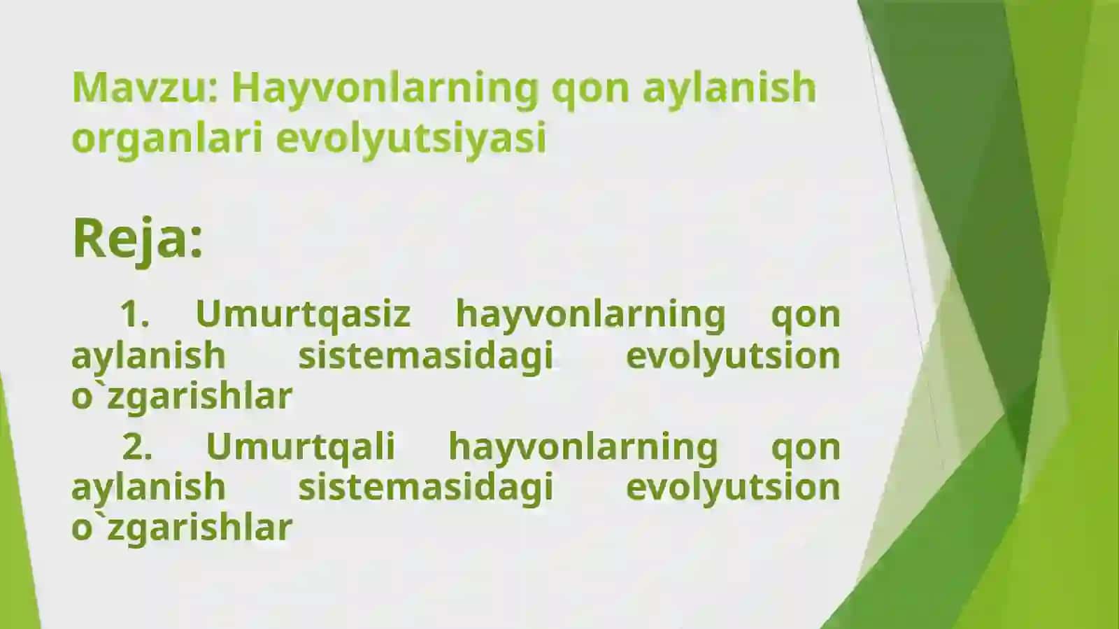 Hayvonlarning qon aylanish organlari evolyutsiyasi 2
