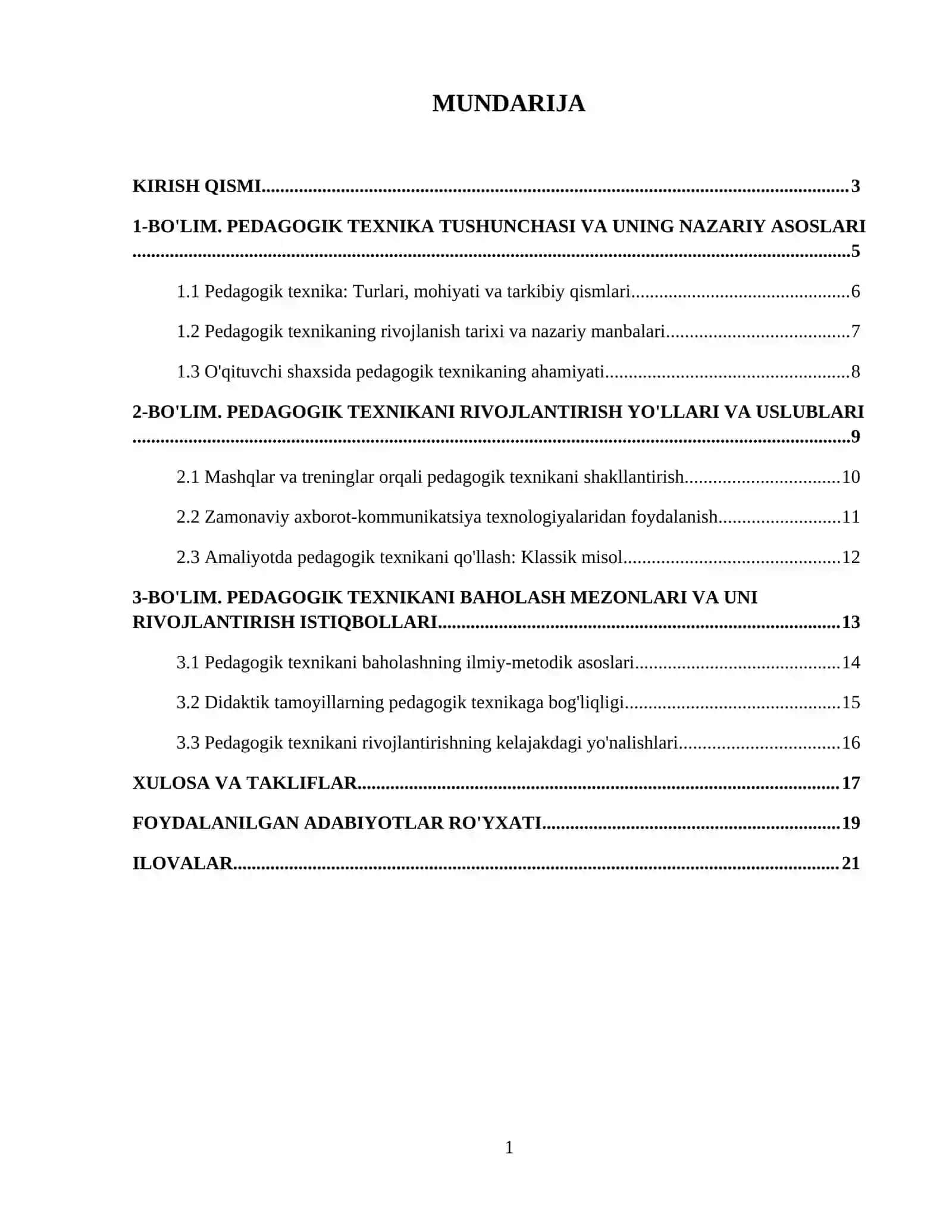 Pedagogik texnika va uni rivojlantirish yo'llari. 2