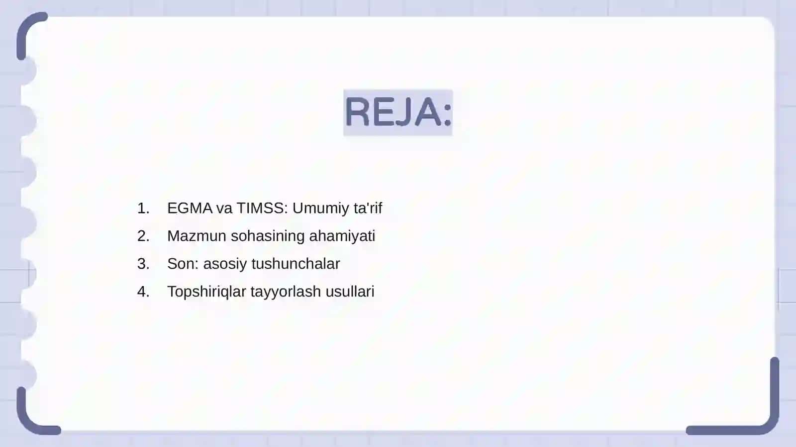 EGMA va TIMSS xalqaro baholash dasturida "Son" mazmun sohasiga oid topshiriqlar 2